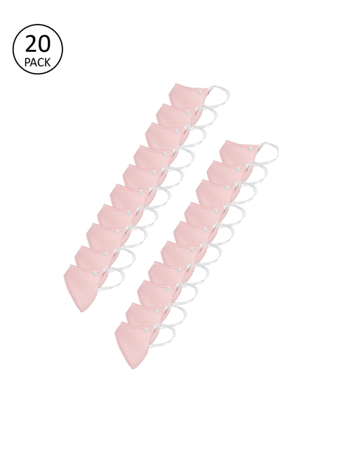 ZIYAA Unisex Pack Of 20 4Ply Protective Outdoor Face Masks, Pink