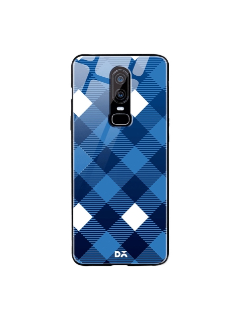 

DailyObjects Blue & White Small Static Nightfall Checks OnePlus 6 Glass Case
