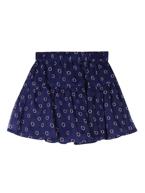 

Cherokee Girls Navy Blue & White Floral Printed Flared Knee-Length Skirt