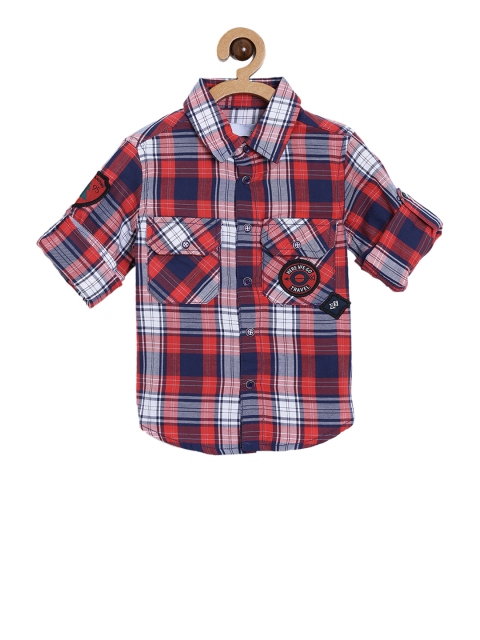 

5.10.15 Boys Red & White Regular Fit Checked Casual Shirt