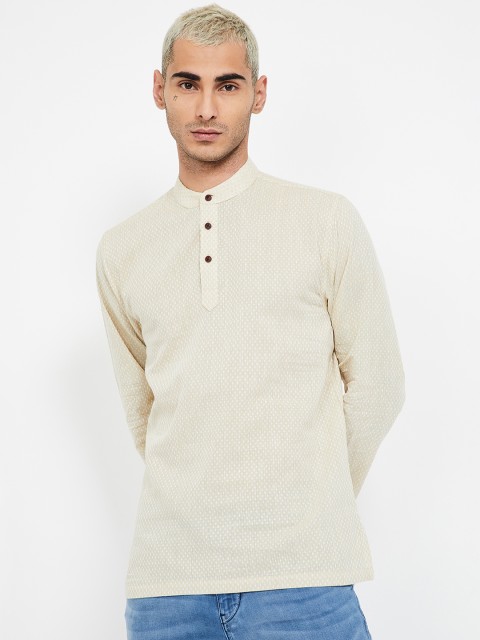 

Melange by Lifestyle Men Beige Woven Design Straight Kurta