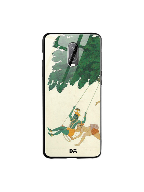 

DailyObjects Beige & Green Krishna Swings Passport Cover OnePlus 6T Glass Cover