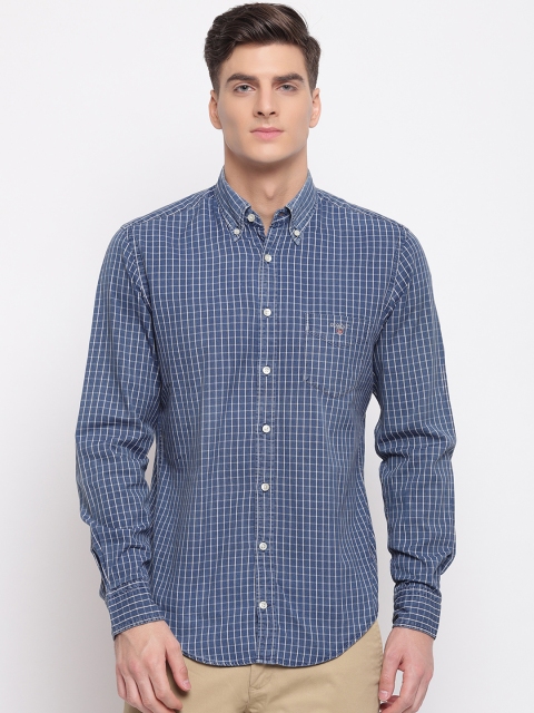 

GANT Men Blue Slim Fit Checked Casual Shirt