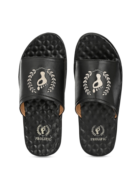 

Prolific Men Black Self Design Sliders