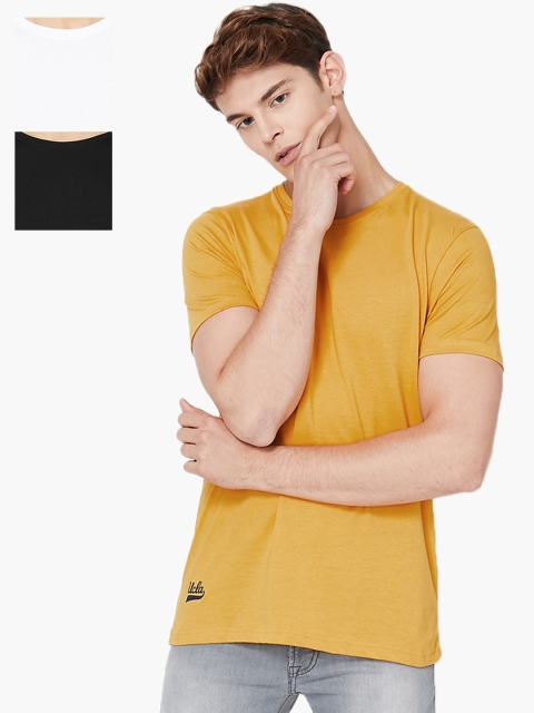 

UCLA Men Pack of 3 Solid Round Neck T-shirt, Mustard