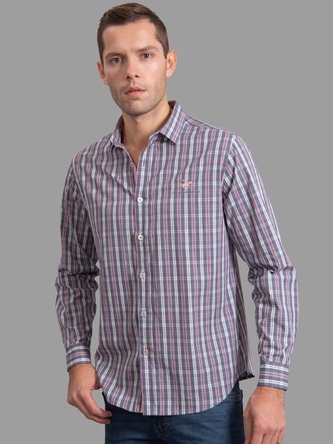 

Beverly Hills Polo Club Men Pink & Blue Regular Fit Checked Casual Shirt