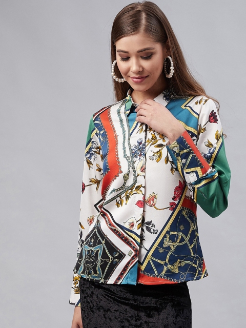 

Marie Claire Women Multicoloured Comfort Regular Fit Printed Casual Shirt, Multi