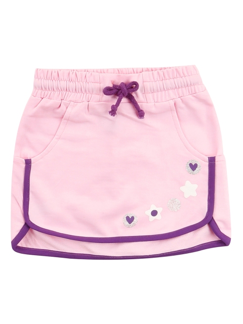 

Cherokee Girls Pink & Purple Printed Straight Knee-Length Skirt