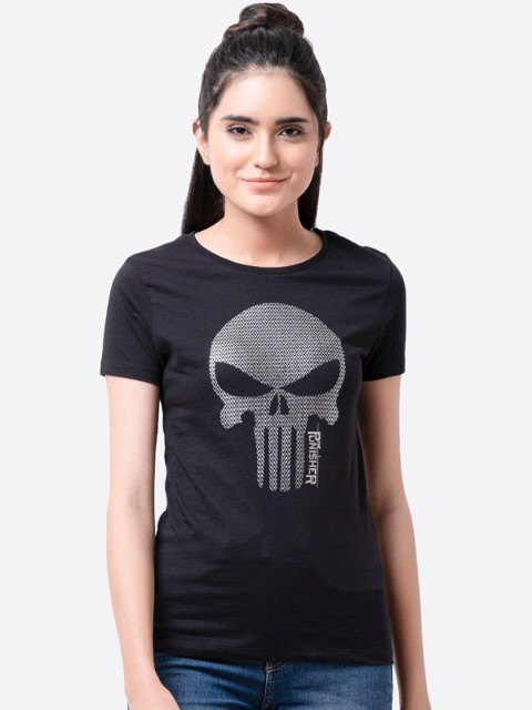 

Free Authority Women Black Printed Round Neck T-shirt