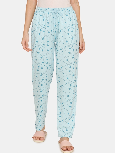 

Zivame Women Sea Green Printed Pyjamas