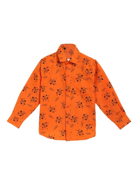 

Kidling Boys Orange & Black Regular Fit Printed Casual Shirt