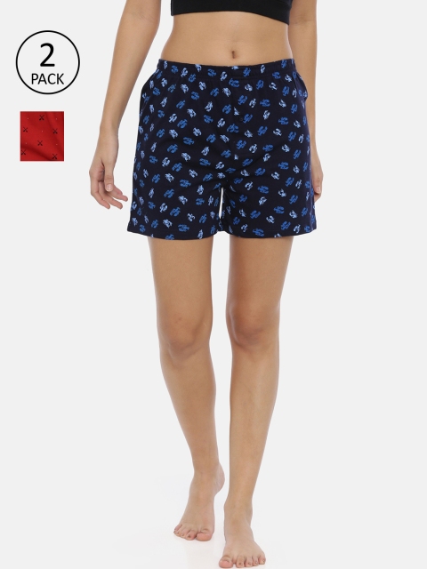 

Curare Women Set of 2 Printed Lounge Shorts, Blue
