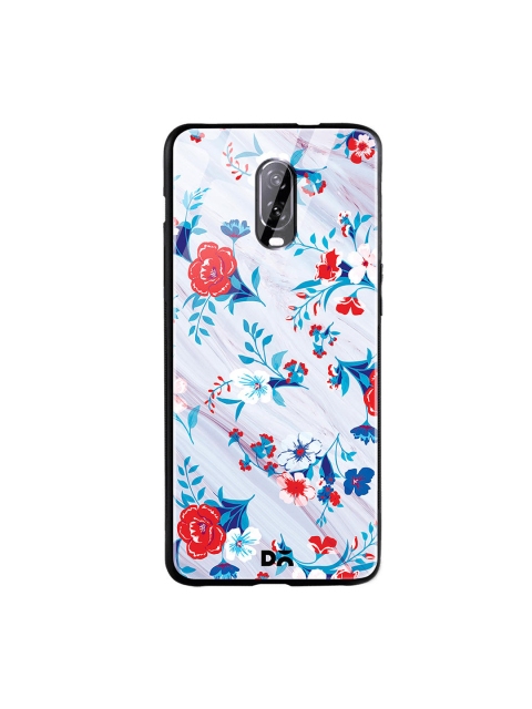 

DailyObjects Blue & Red Marble Flowers OnePlus 6T Glass Case, Grey