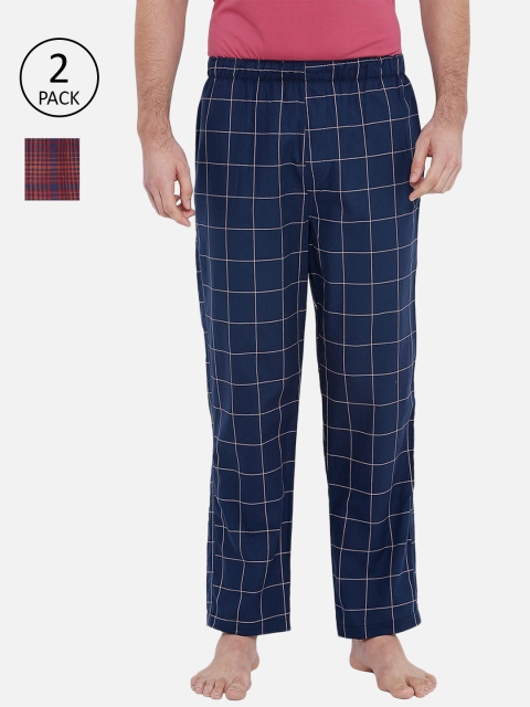 

XYXX Men Pack of 2 Checkered Lounge Pants, Blue