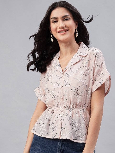 

Marie Claire Women Pink Printed Shirt Style Top