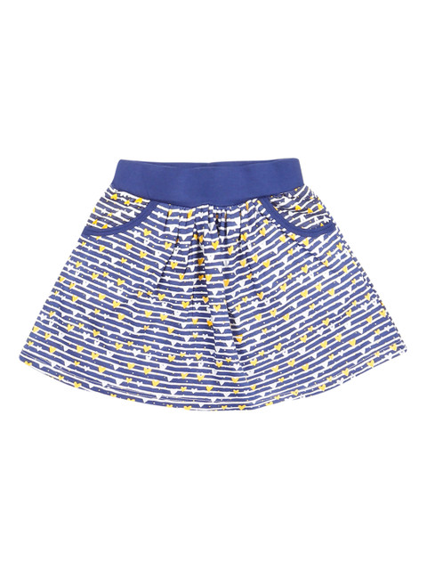 

Donuts Girls Blue & White Printed Flared Knee Length Pure Cotton Skirt