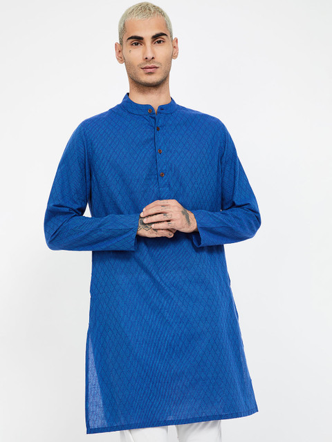 

Melange by Lifestyle Men Blue Woven Design Straight Kurta