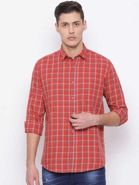 

Richlook Men Orange & Blue Slim Fit Checked Casual Shirt