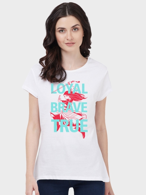 

Free Authority Women White Printed Round Neck T-shirt