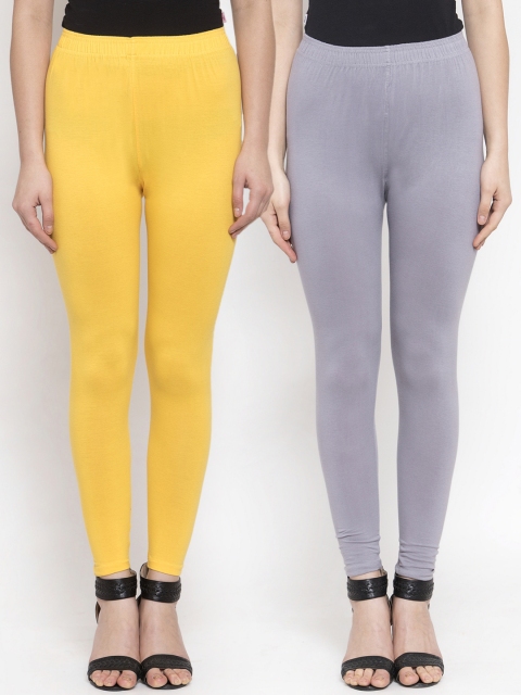 

TAG 7 Women Pack Of 2 Solid Ankle-Length Leggings, Grey