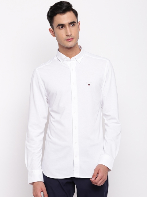 

GANT Men White Slim Fit Solid Casual Shirt