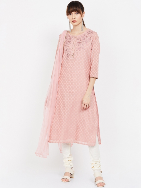 

Melange by Lifestyle Women Pink Embroidered Straight Kurta