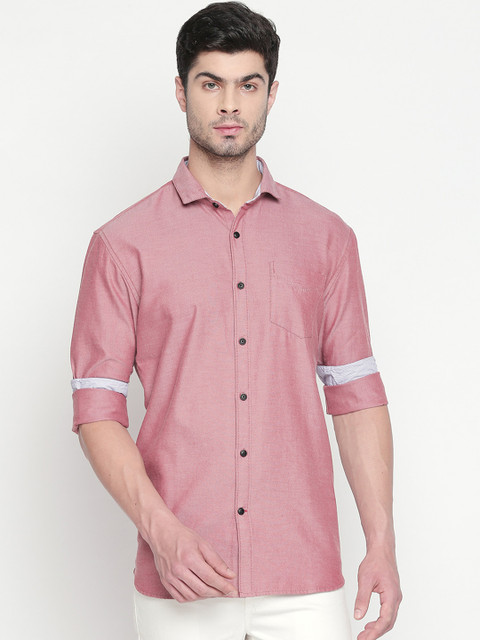 

ROLLER FASHIONS Men Pink Slim Fit Solid Casual Shirt