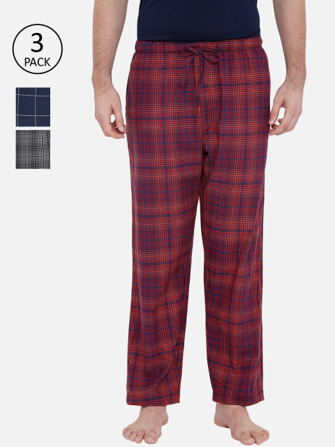 

XYXX Men Pack Of 3 Checked Lounge Pants XYPYJM3PCKN52, Maroon