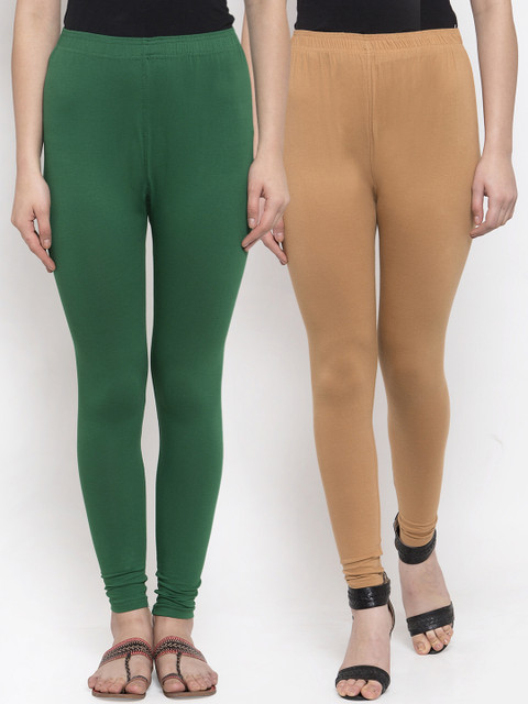 

TAG 7 Women Pack Of 2 Solid Leggings, Green