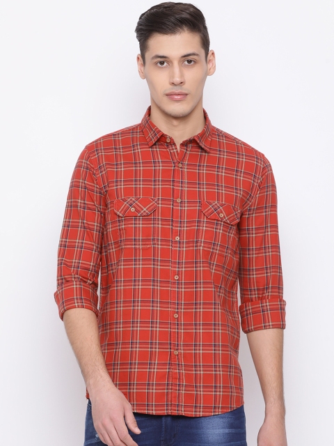 

Richlook Men Red & Blue Slim Fit Checked Casual Shirt