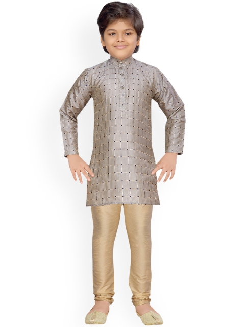

Aj DEZInES Boys Grey & Beige Printed Kurta with Pyjamas