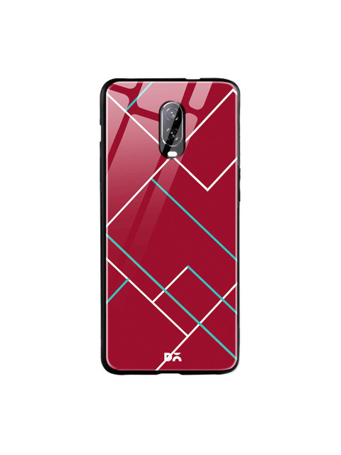 

DailyObjects Red & White Brick Tech Lines OnePlus 6T Glass Case
