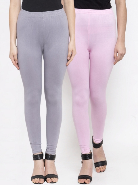 

TAG 7 Women Pack Of 2 Solid Ankle-Length Leggings, Grey