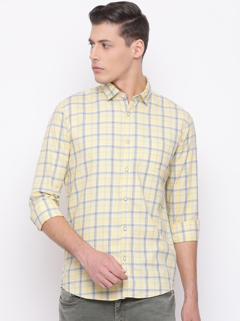 

Richlook Men Yellow & Grey Slim Fit Checked Casual Shirt