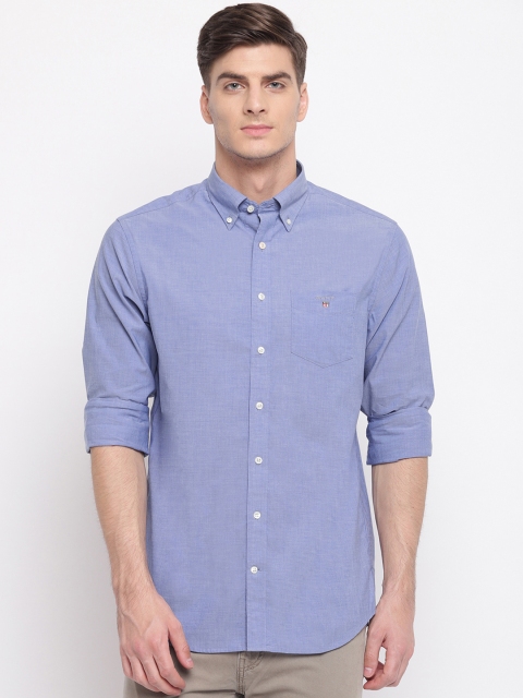 

GANT Men Blue Slim Fit Solid Casual Shirt