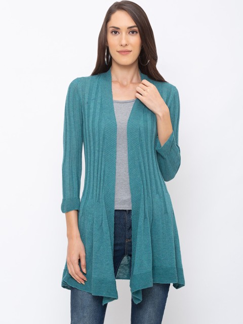 

Globus Women Green Solid Open Front Shrug