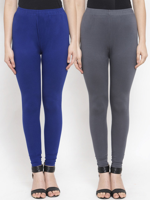 

TAG 7 Women Pack Of 2 Solid Ankle-Length Leggings, Grey