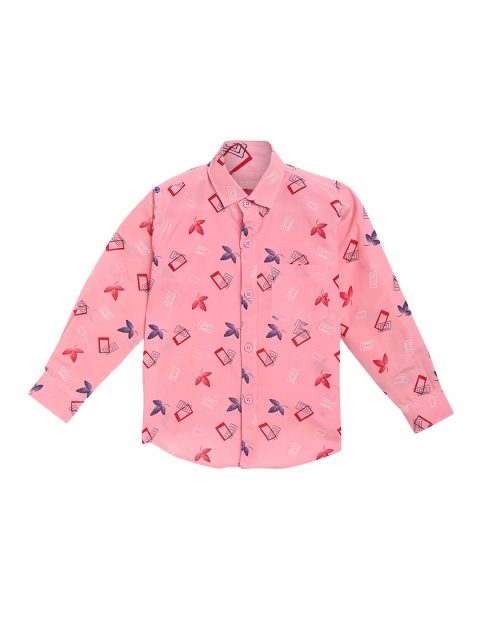 

Kidling Boys Pink & Red Regular Fit Printed Casual Shirt