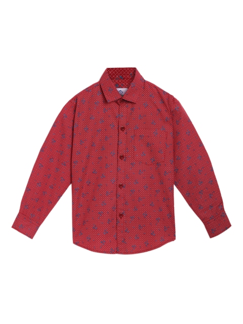 

Kidling Boys Red Classic Regular Fit Floral Printed Casual Shirt