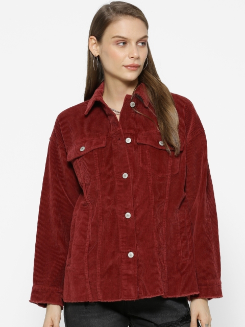 

FOREVER 21 Women Red Solid Tailored Jacket