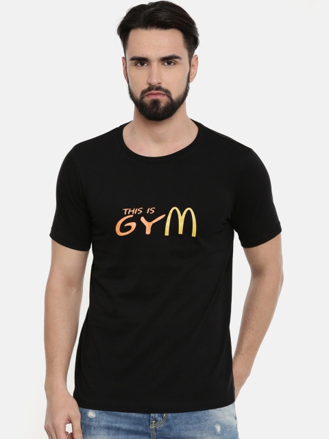 

Bushirt Men Black Printed Round Neck T-shirt