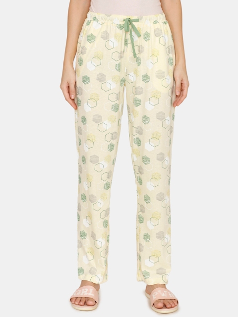 

Zivame Women Yellow And Green Geometric Print Lounge Pants