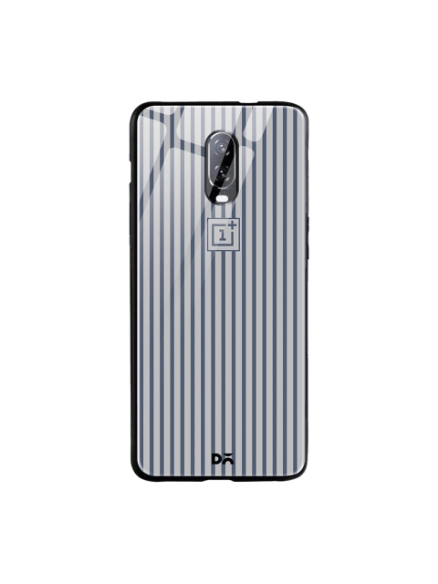

DailyObjects Grey & Blue Stripes OnePlus 6T Glass Case