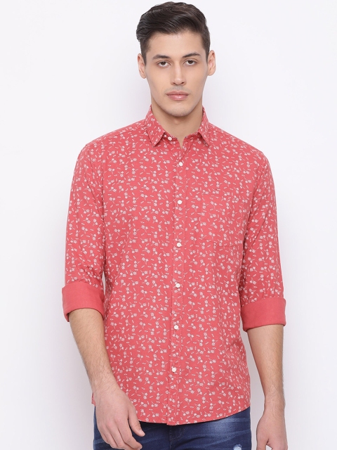 

Richlook Men Peach-Coloured & White Slim Fit Printed Casual Shirt