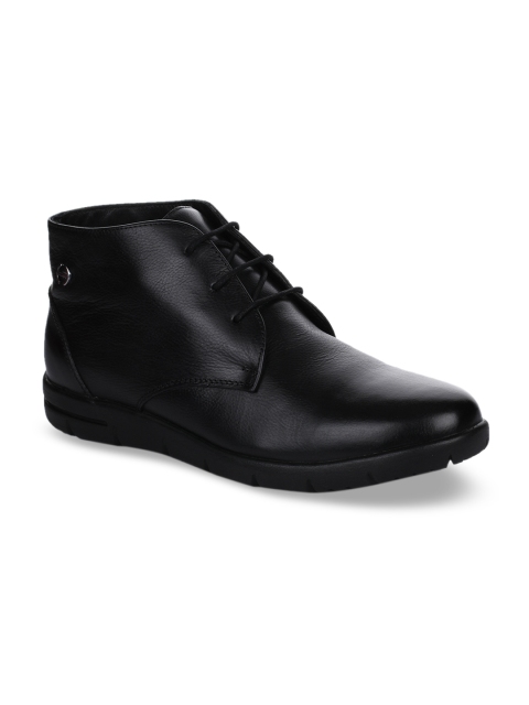 

Liberty Men Brown Solid Leather Formal Mid-Top Slip-Ons, Black