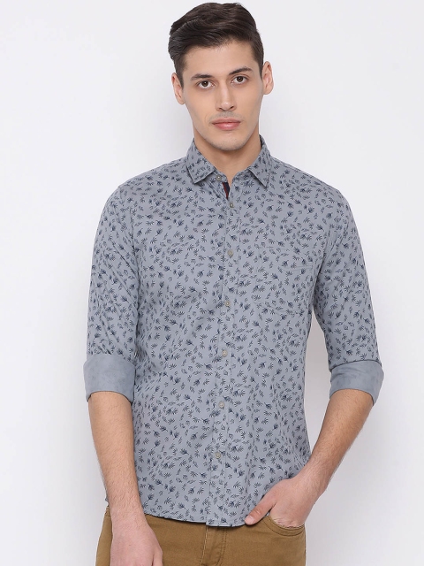 

Richlook Men Grey & Navy Blue Slim Fit Printed Casual Shirt