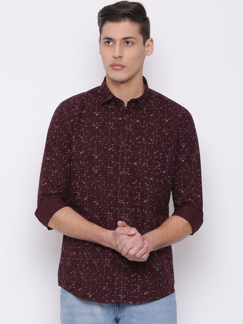 

Richlook Men Burgundy Slim Fit Printed Casual Shirt