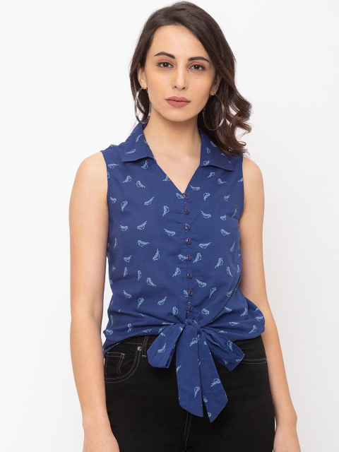 

Globus Women Blue Regular Fit Printed Casual Shirt