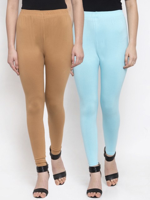 

TAG 7 Women Pack Of 2 Solid Leggings, Blue