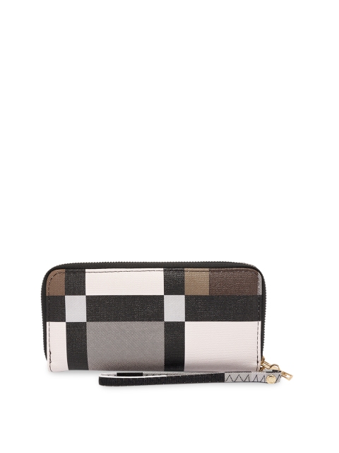 

Satchel Bags Women Beige & Brown Checked Zip Around Wallet